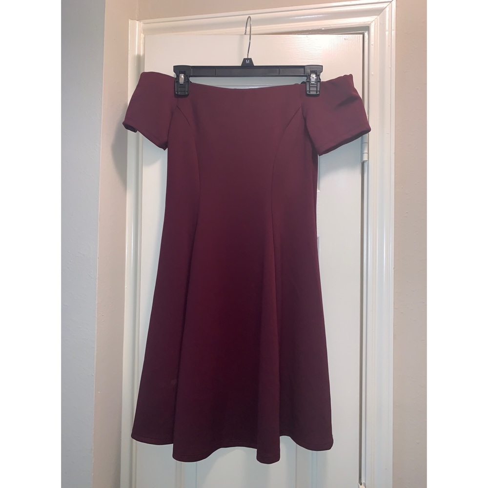 Maroon off the shoulder dress